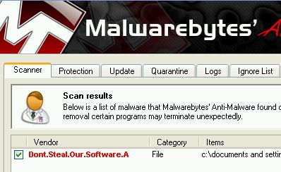 MBAM detecting dummy.exe as malware