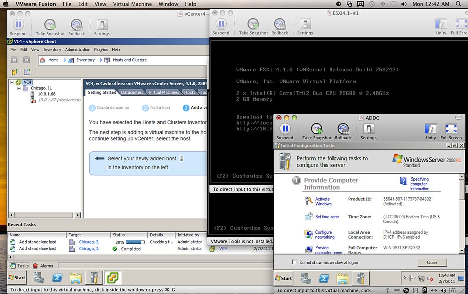 vcenter windows 7 on macbook