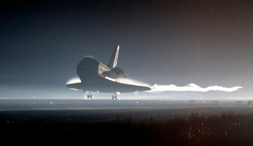 Space shuttle Atlantis lands