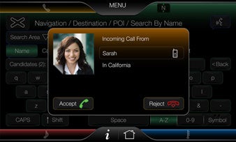Ford Edge screen incoming call