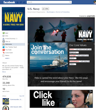 Navy Facebook page