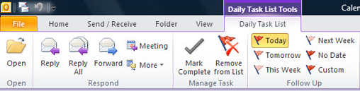 Outlook 2010 Task List tab