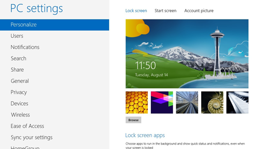 Windows 8 lock screen graphics