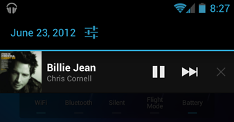 Notification panel music controls