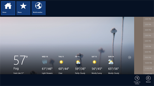 App bar in Weather app