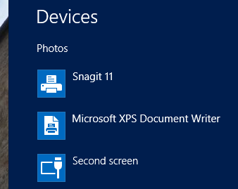 Windows 8 devices charm