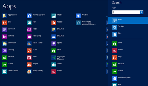 Windows 8 search charm