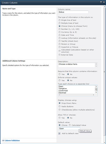 Adding columns to SharePoint