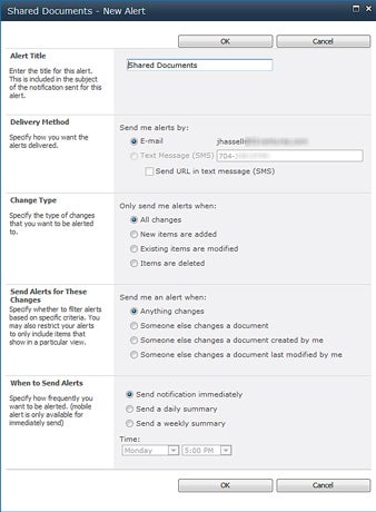 SharePoint alerts - info