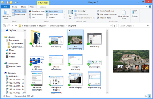 File Explorer with preview pane