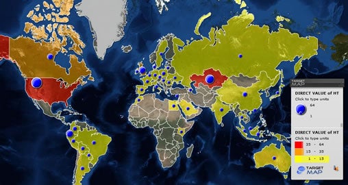 Map showing current HackingTeam C&C server locations