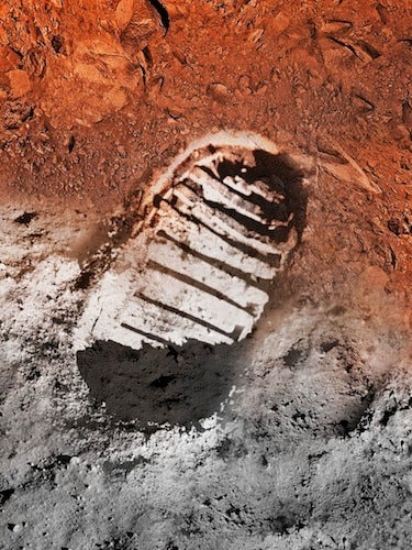 Armstrong footprint on the moon
