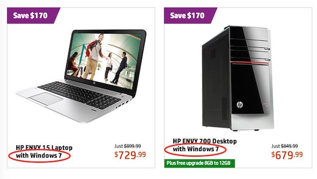 HP sale on Windows 7