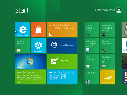 The Windows 8 Metro desktop is the new Start screen.