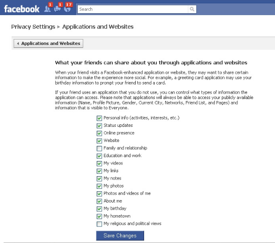 application sharing on facebook