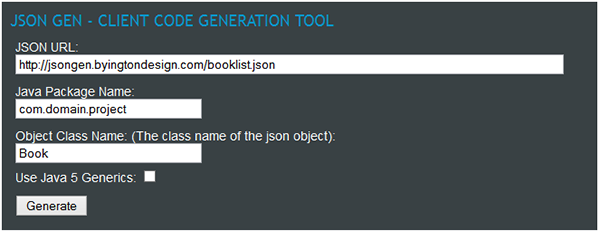 json class generator java