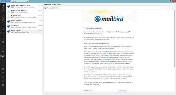 mailbird microsoft account