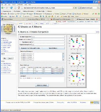 The demonstration applet deployed as a MediaWiki extension.
