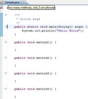Applying custom Checkstyle rules in Java source code.
