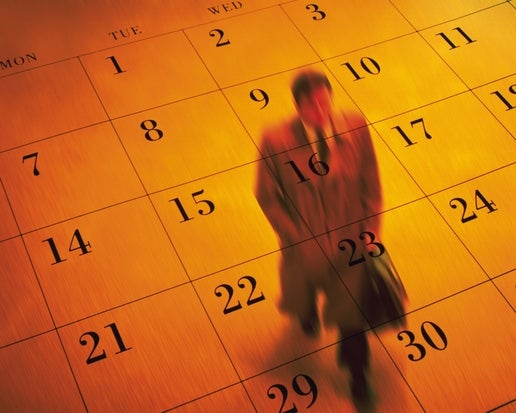 man walking calendar dates appointments