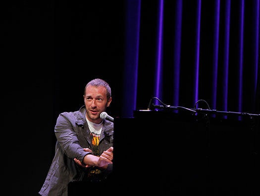 Chris Martin at Apple's press conference, 2010