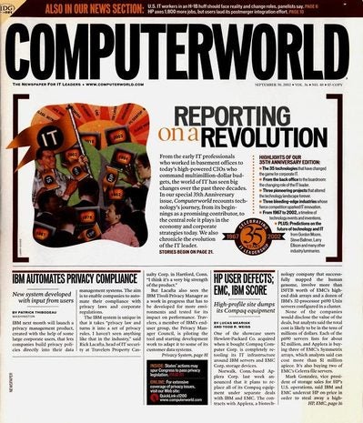 Computerworld Sept. 30, 2002 cover
