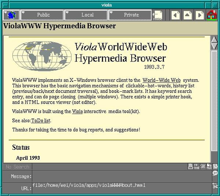 ViolaWWW browser in 1993