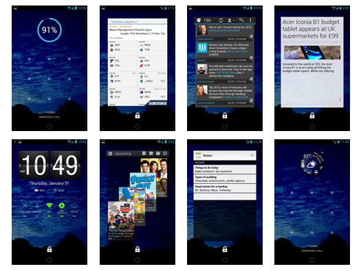 collage of lock screen widget screenshots