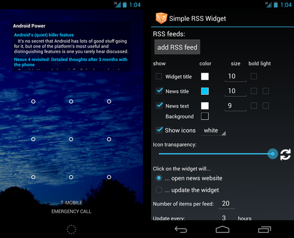 rss reader widgets