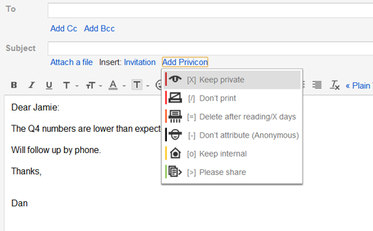 Privicons for Gmail screenshot