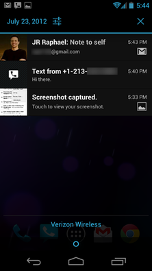 Android 4.0 notifications panel
