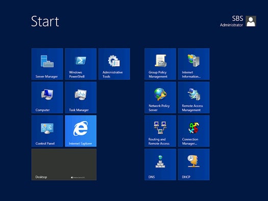 Windows Server 2012 - Start screen