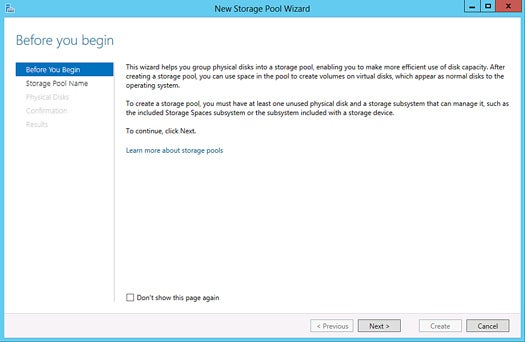 Windows Server 2012 - Storage pools