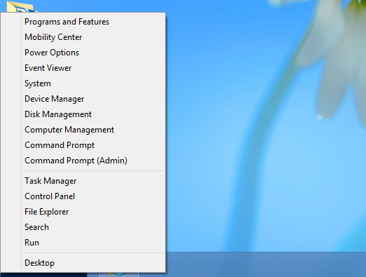Desktop power tools menu