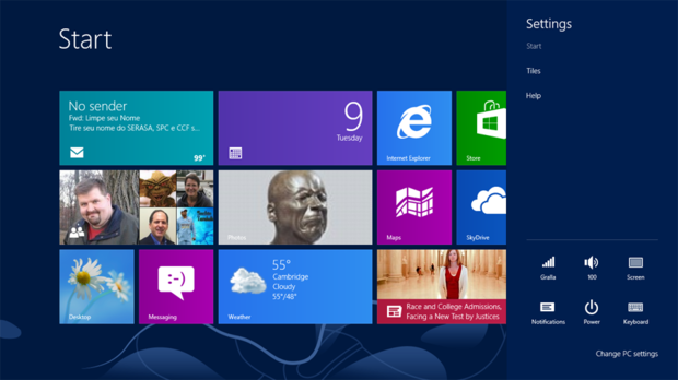 Windows 8 Settings charm