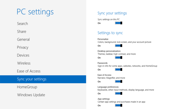 Sync your settings screen