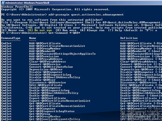 Quest ActiveRoles Management Shell for Active Directory