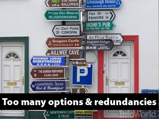 Too many options, too many redundancies
