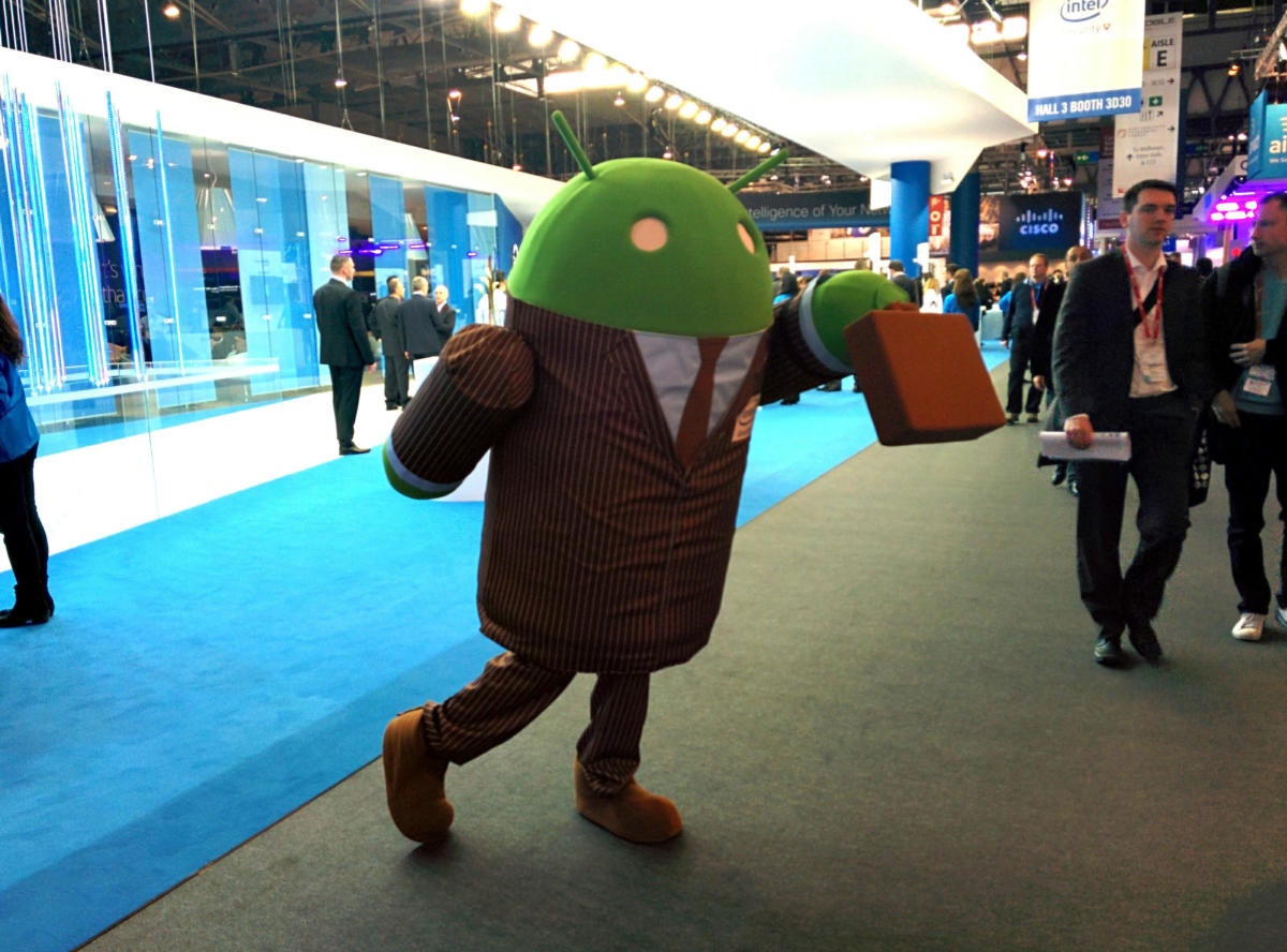 Android character at MWC 2014 Barcelona